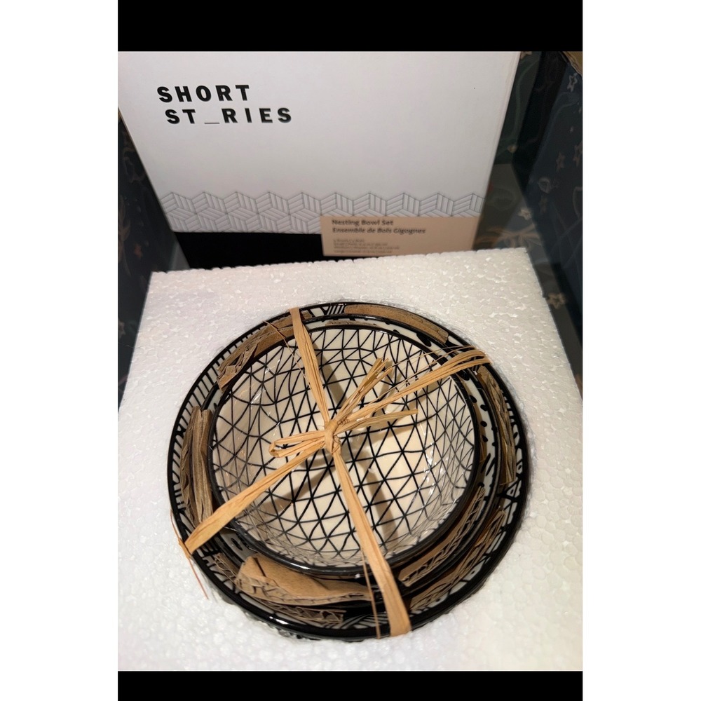 Short Stories Nesting Bowl Set Geometric Black White Kitchenware‎
